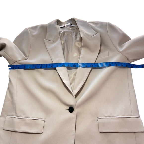 ZARA BEIGE STONE STRAIGHT TAILORED BLAZER WITH POCKETS BLOGGER FAVORITE LARGE L - Picture 13 of 15